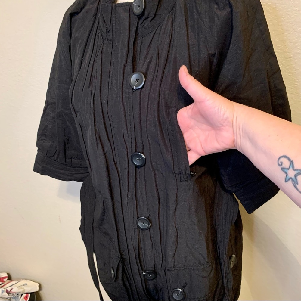 Vince Shimmering Sparkling Jacket Coat With 3/4 Sleeves Black Size XS - Picture 11 of 17